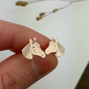 Horse stud earrings rose gold (1 pair) (925 sterling silver)