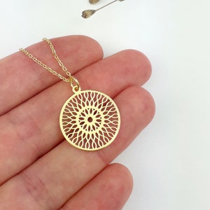 Mandala necklace gold (925 sterling silver)