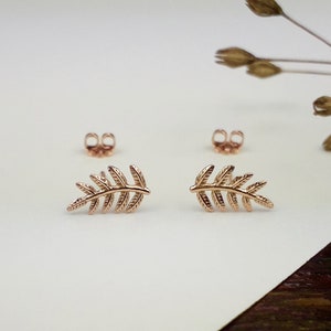 Leaf stud earrings rose gold (1 pair) (925 sterling silver)