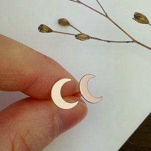 Moon stud earrings rose gold (1 pair) (925 sterling silver)