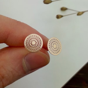 Mandala dots stud earrings rose gold (1 pair) (925 sterling silver)