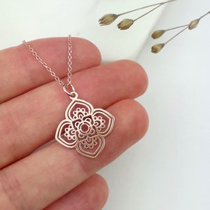 Necklace with mandala pendant rose gold (925 sterling silver)