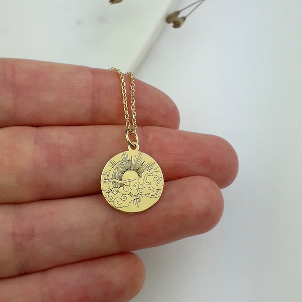 Sonne Mond Kette gold (925er Sterling Silber)