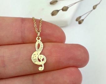 Treble clef necklace gold (925 sterling silver)