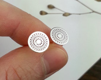 Mandala Dots Stud Earrings 925 Sterling Silver (1 Pair)