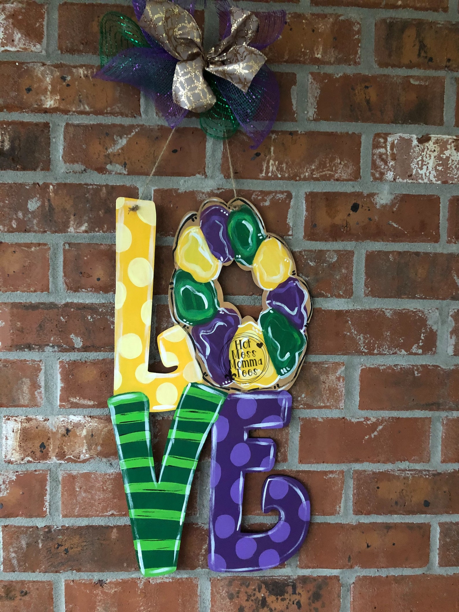 King Cake Door Hanger King Cake Love Mardi Gras Door Etsy