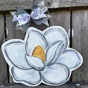 Magnolia door hanger | hand painted Magnolia | Magnolia Decor | Southern Magnolia door hanger | Magnolia wreath