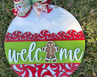 Gingerbread door sign | gingerbread wreath | Christmas sign | Christmas door hanger | Gingerbread man sign | merry Christmas sign