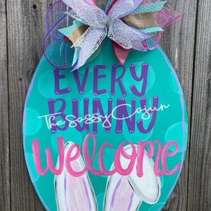 Easter Egg | Easter Door Hanger | Easter Egg Decor | Bunny Door Hanger | Easter Rabbit | Every Bunny Welcome | Spring Door Hanger. | Easter