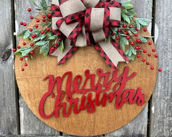 Christmas door hanger | front door wreath | Christmas door wreath | Christmas door sign |  Christmas decor | merry Christmas sign