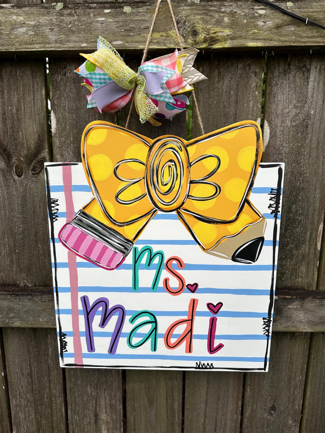 Hand Painted Pencil Door Hanger: Teacher Classroom Sign - Etsy