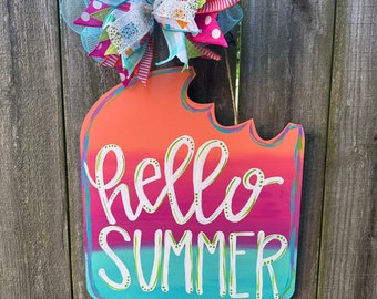 Summer door hanger | Popsicle door hanger | Hello Summer Door Hanger | Summertime Door Hanger | Popsicle door sign | hello Summer sign |