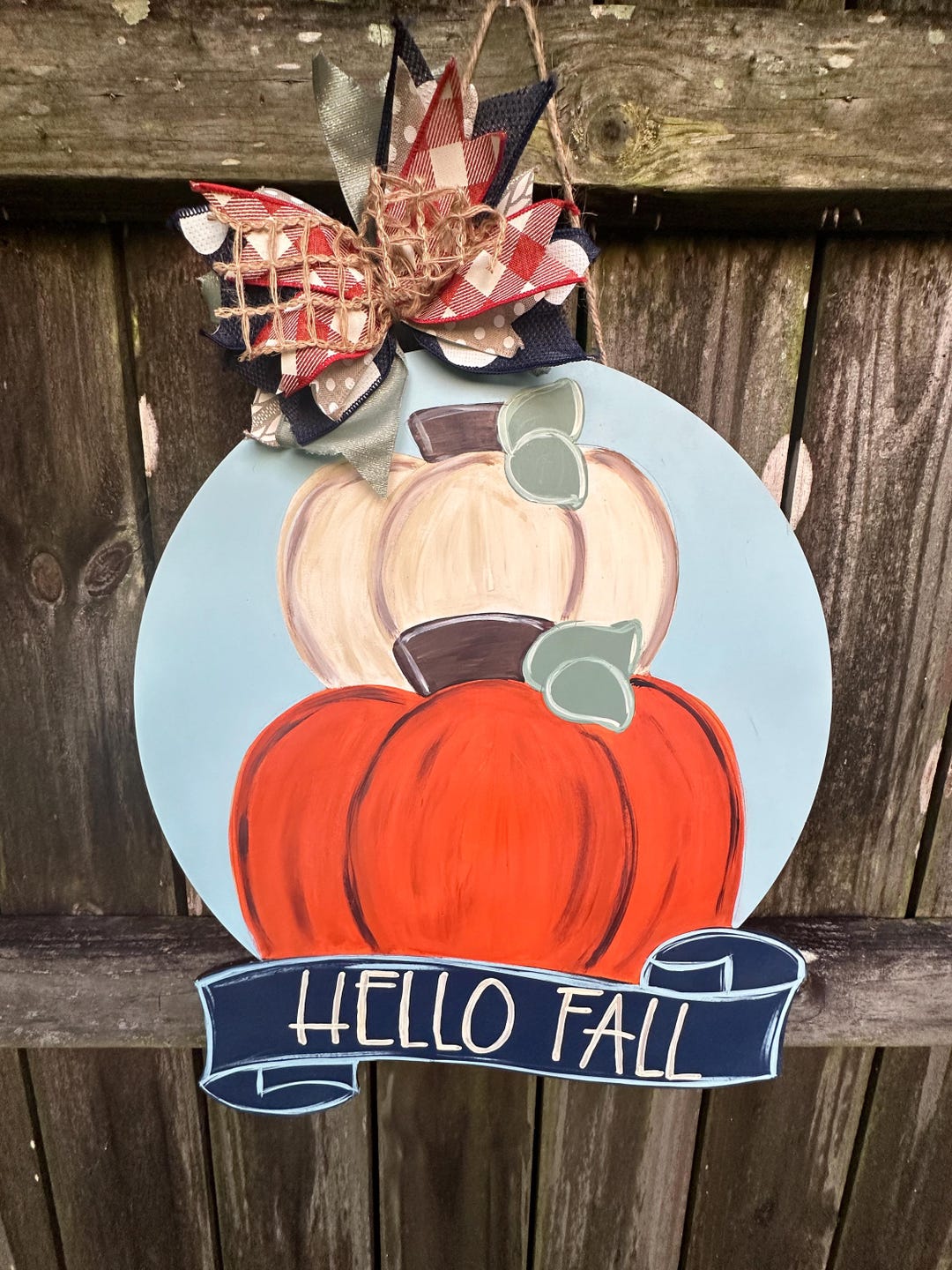 Fall Door Hanger | Pumpkin Door Wreath | Hello Fall Door Sign ...