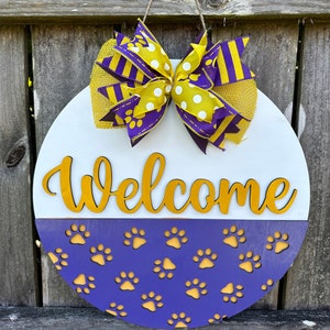 Welcome  Door hanger | Louisiana State | Baton Rouge |  | LSU door hanger  | Louisiana Tigers | Baton Rouge | Louisiana Door Hanger
