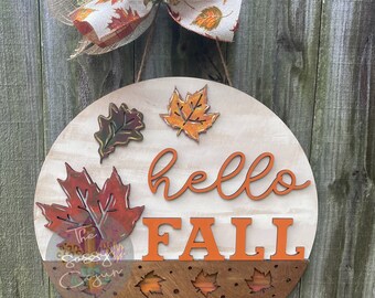 Hand Painted Fall Wooden Door Hanger: Autumn Decor