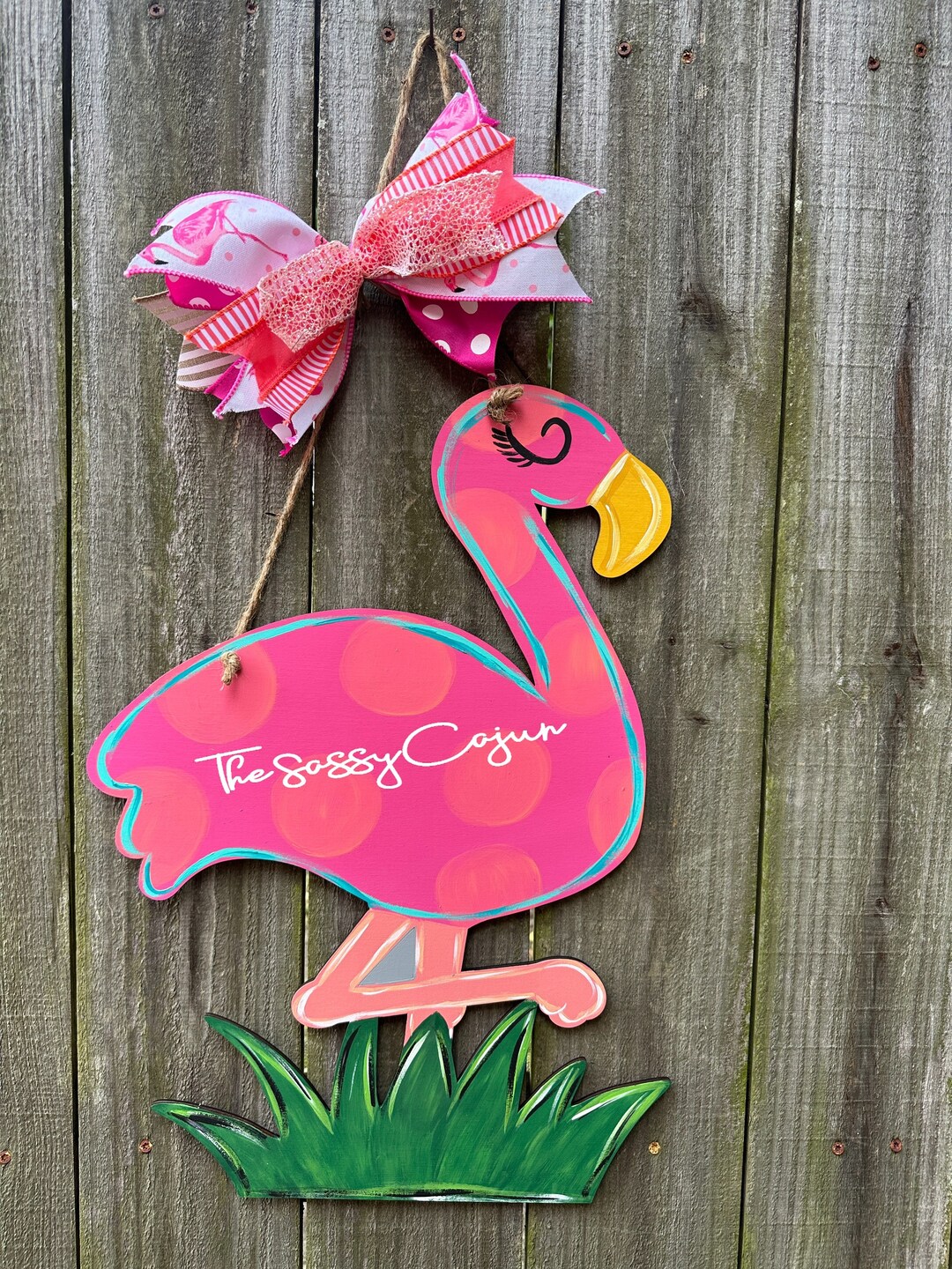 Flamingo Door Hanger Hello Summer Door Sign Hello Beach Door Sign