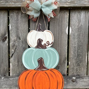 Triple stack pumpkin | Pumpkin door hanger | Fall door Hanger