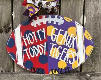 College football door hanger | House divided door sign | Personalized football door hanger | split decision door hanger | Football sign