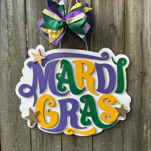 Retro Mardi Gras Wood Sign: New Orleans NOLA Parade Decor