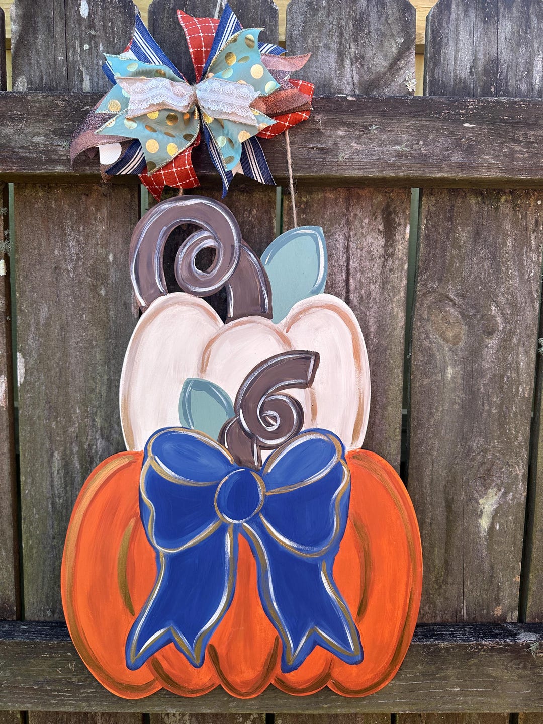 Painted Pumpkin Stack Door Hanger: Fall Welcome Sign - Etsy