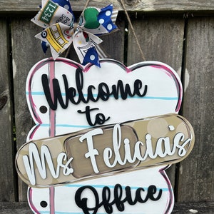 Personalized nurse door hanger | school nurse door Hanger | nurse door sign | health aide decor | school Sign