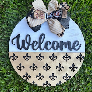 New Orleans door hanger | welcome Fleur de lis door hanger | NOLA decor | Fleur de lis door | NOLA welcome