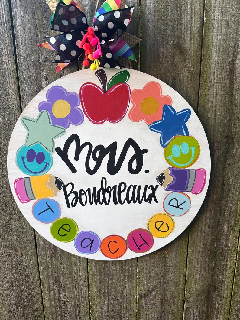 Personalized Teacher Door Hanger: Hand-painted Classroom Decor - Etsy