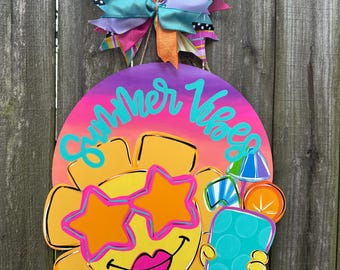 Summer Sunshine Door Sign: Hand-Painted Beach Decor