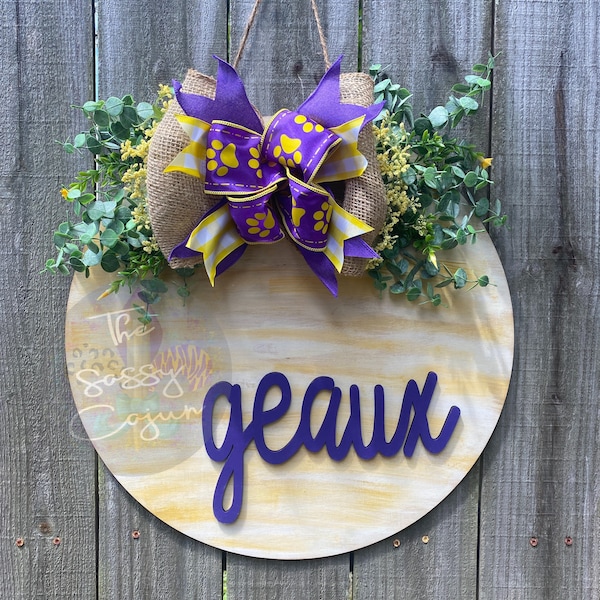 Louisiana Tigers Door Hanger: 18" Geaux Welcome Sign
