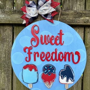 Ice cream Door Sign | USA door hanger | July 4th door hanger | America Door sign | Patriotic door hanger | American Flag Sign