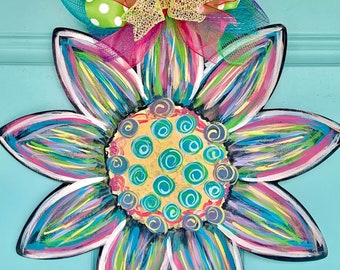 Bright Sunflower Door Hanger: Hand-Painted Spring Decor