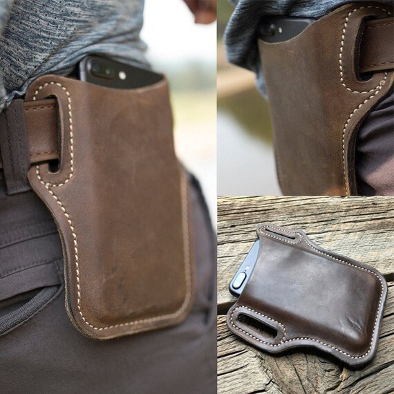 Vintage Leather Waist Bag Cellphone Loop Holster Mens Belt Bag - Etsy