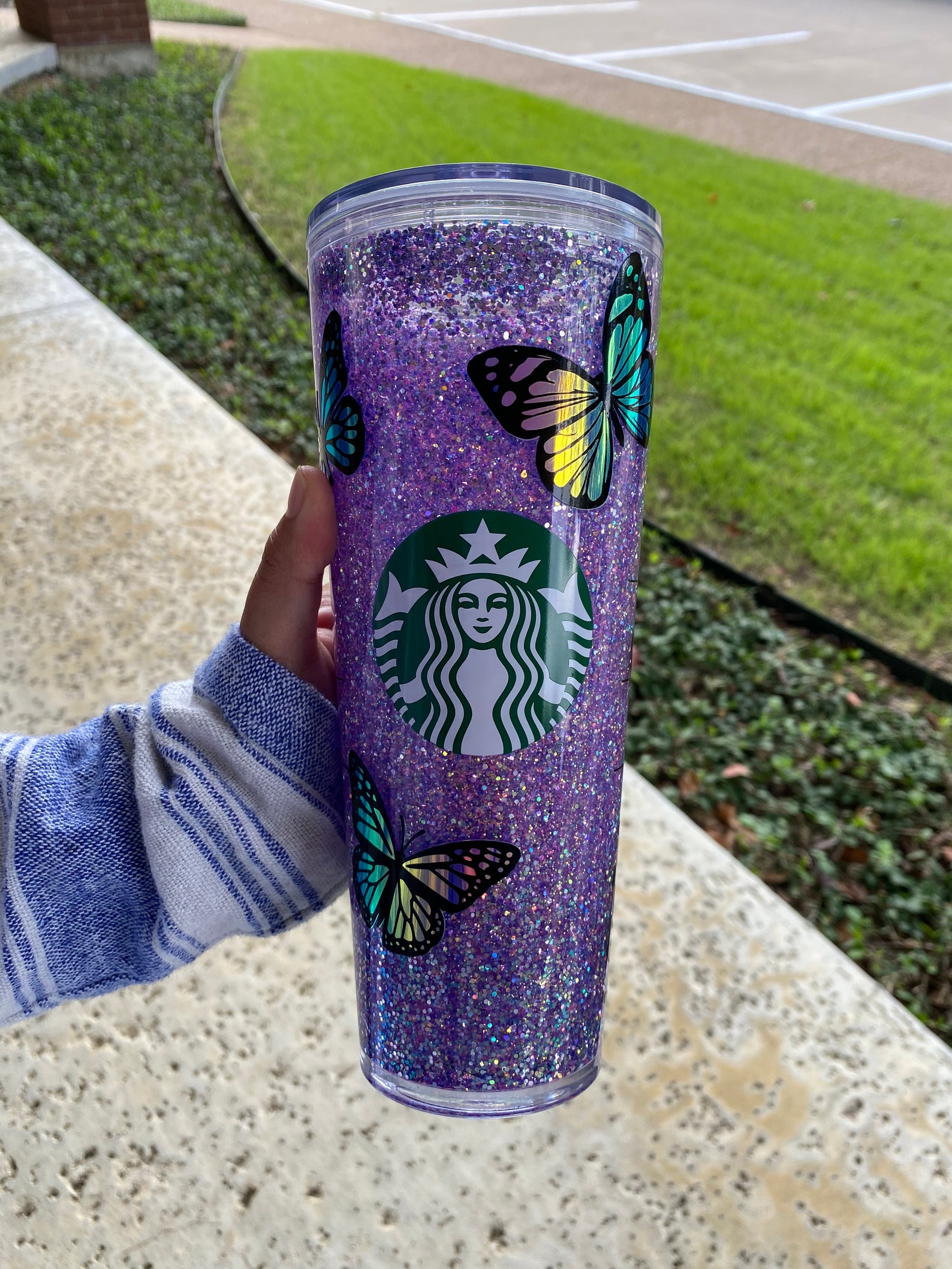 Custom Butterfly Glitter Tumbler Etsy