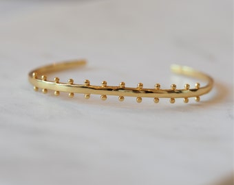 18k Gold Cuff Bangle Bracelet, Gold Plated Cuff Bangle Bracelet, Minimalist Bangle Bracelet, Thin Dainty Cuff Bracelet