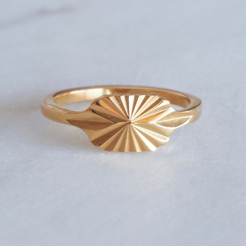 Starburst Ring - Gold Art Deco Ring - Gold Stainless Steel Ring ...
