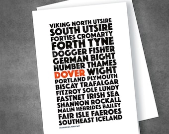UK Shipping Forecast card, Personalise With Your Favourite or Local Sea Area, Send Direct