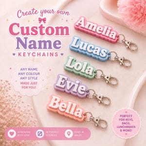 Personalised Name Keychain | Custom Name Keyring | Custom Bag Charm | 3D l Back to school | Cute Backpack Charm | Personalised Gift for Her