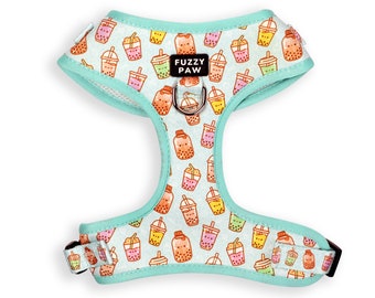 Urocze szelki dla psa Kawaii Boba - Regulowane szelki dla psa Bubble Tea w kolorze miętowym