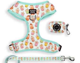 Basic Bundle - Boba Dog Harness Bundle Set with Leash & Poop Bag - Bubble Tea Harness Set