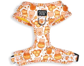 Süße Honig Bär Muster einstellbar Hundegeschirr - Kawaii Gelb Hunny Bee Haustier Geschirr (Sweet Like Honey)