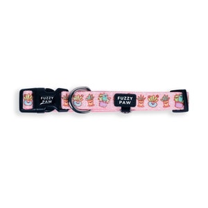 Cute Cactus Dog Collar in Pink - Kawaii Succulents Plants Collar