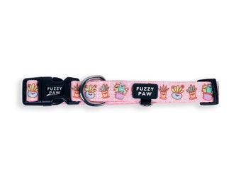 Cute Cactus Dog Collar in Pink - Kawaii Succulents Plants Collar