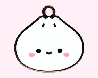 Bao Dog Tag - Bao Pet Tag - Custom Engraved Pet ID Tag - Cute Dog Tag - Kawaii Dumpling Pet Tag - Dog Collar Tag - Enamel Pet Name Tag