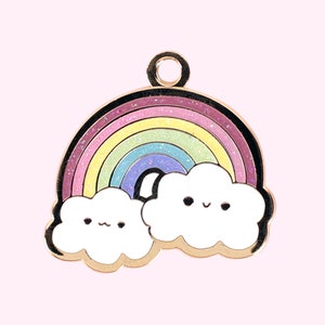 Rainbow Dog Tag - Rainbow Pet Tag - Custom Engraved Pet ID Tag - Cute Dog Tag - Kawaii Pet Tag - Dog Collar Tag - Enamel Pet Name Tag