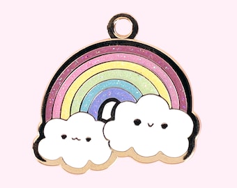 Rainbow Dog Tag - Rainbow Pet Tag - Custom Engraved Pet ID Tag - Cute Dog Tag - Kawaii Pet Tag - Dog Collar Tag - Enamel Pet Name Tag