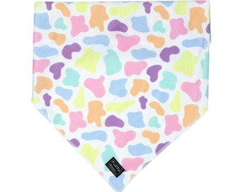 Bandana - Moo'd - Pastel Cow Bandana - Cute Cow Print Dog Bandana - Colourful Cow Pattern Pet Bandana - Lightweight Cooling Bandana