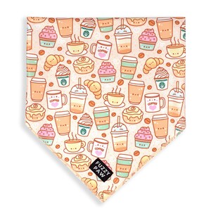 Cute Puppuccino Coffee Cooling Dog Bandana - Beige Lightweight Bandana - Lattes, Mocha, Espresso image 1