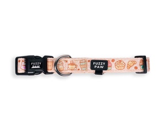 Cute Coffee Dog Collar in Beige - Kawaii Puppuccino Dog Collar - Latte Mocha Collar
