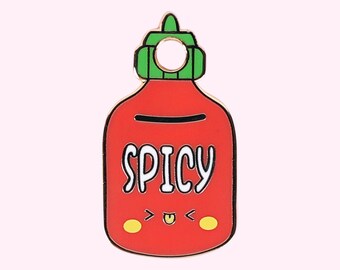 B Grade - Cute Spicy Hot Sauce Bottle Kawaii Keychain - Sriracha Bottle - Kawaii Dog Tag - Kawaii Charm - Cat ID Tag - Dog ID tag