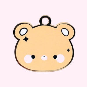 B Grade - Honey Bear Pet ID Tag for Dogs and Cats - Cute Kawaii Bear Head Tag - Key Chain - Personalised Custom Engraved Tag